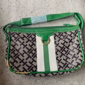 Tommy Hilfiger Green and Brown Patterned Clutch